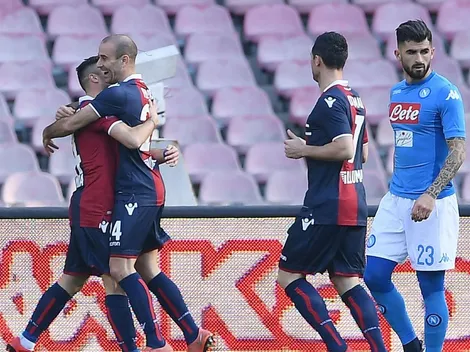 Con miedo y de cabeza, Rodrigo Palacio le marcó al Napoli al minuto