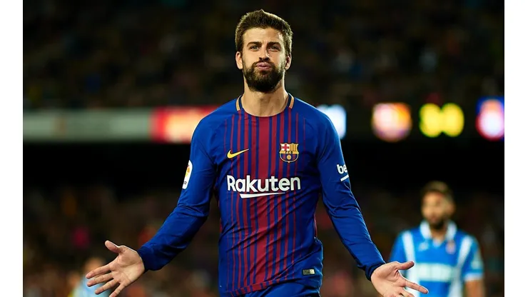GERARD DE BARCELONA. Piqué celebra el gol anotado al Espanyol por Liga.