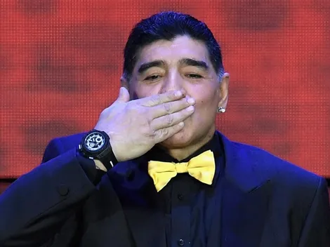 La foto de Maradona con Dalma en Emiratos Árabes