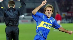 EL MÁS IMPORTANTE. Cascin señala a la hinchada de Boca después de marcar el gol de la Intercontinental 2003.