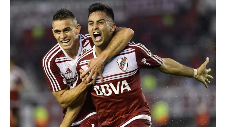 LO GRITA CON EL CORAZÓN. "Pity" Martínez celebra su gol en el Monumental con River.