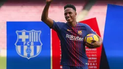 Yerry Mina, en su presentación en Barcelona.