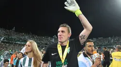 ÍDOLO. Franco Armani durante los festejos de la Liga Águila II 2015 (Foto: Getty).