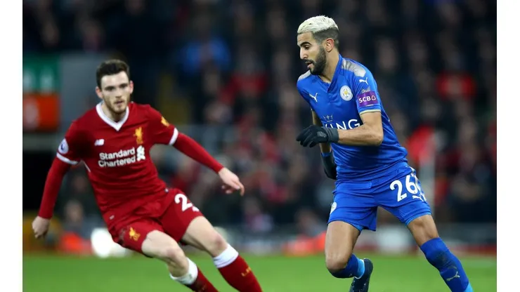 Mahrez enfrentando a Liverpool.