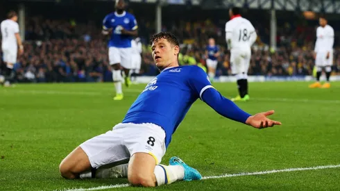Barkley celebra un gol en Everton.
