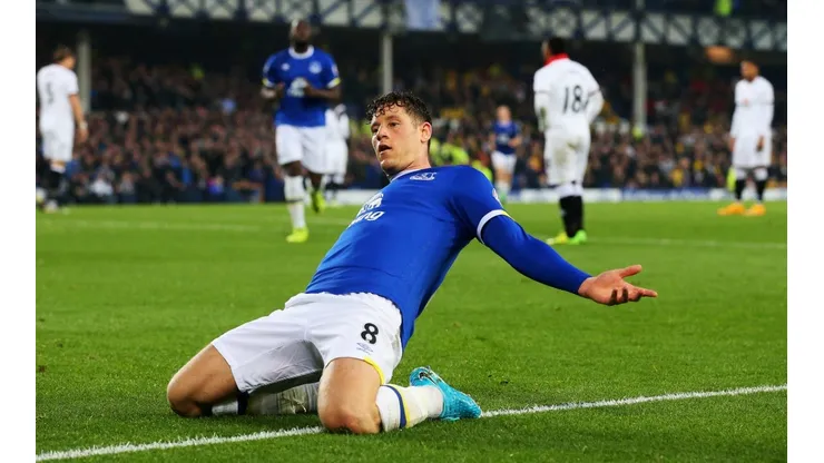 Barkley celebra un gol en Everton.
