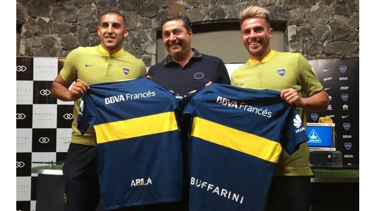 PRESENTADO. Junto a Wanchope Ábila y de la mano de Angelici, Buffarini fue presentado este jueves.