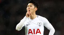 SILENCIO. Son hace callar a la afición en Wembley después de su golazo (Foto: Getty).
