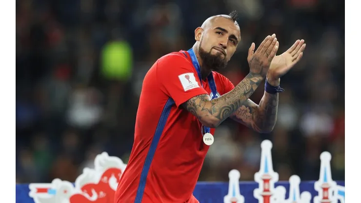 Vidal con la camiseta de la Selección de Chile.