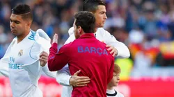 Cristiano junto a Messi en la previa del clásico.