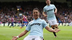 Javier Hernández celebra un gol en West Ham.