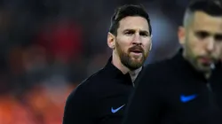Messi, reconociendo el terreno del Santiago Bernabéu