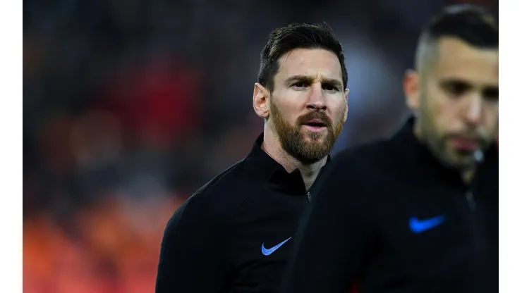 Messi, reconociendo el terreno del Santiago Bernabéu