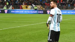 Lionel Messi durante la última gira de Argentina por Rusia.