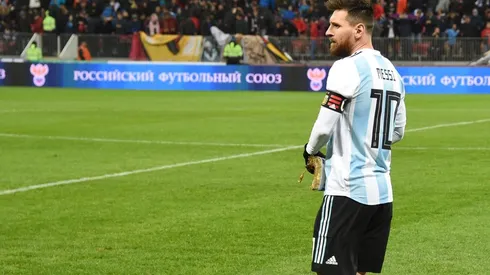 Lionel Messi durante la última gira de Argentina por Rusia.