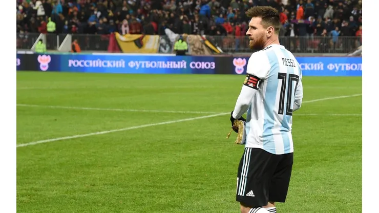 Lionel Messi durante la última gira de Argentina por Rusia.