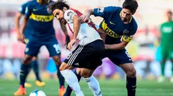 CON TODO. Ponzio y Pablo Pérez, los dos capitanes, en el último Superclásico del 2017.