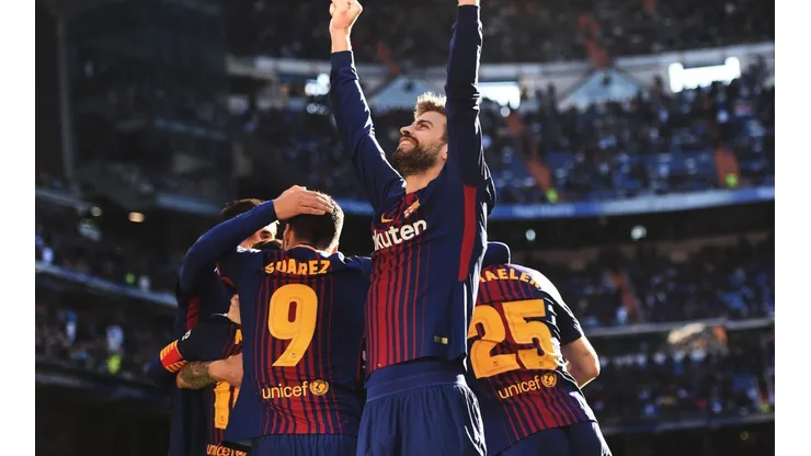 Piqué celebrando en el Bernabéu.