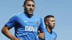 NUEVA ETAPA. Wanchope Ábila ya se entrenó en Casa Amarilla con los colores azul y oro.