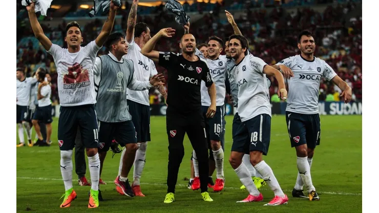 Los jugadores de Independiente festejando en el Maracaná.