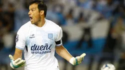 Saja en un partido de Racing.