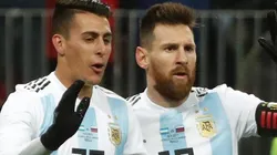 JUNTOS. Pavón celebra junto a Messi el gol ante Rusia.
