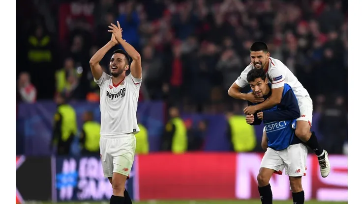 Celebración de los jugadores del Sevilla.