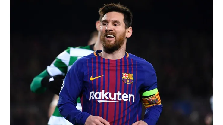 Lionel Messi, en el Camp Nou, frente a Sporting Lisboa.
