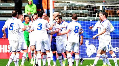 LOS VIKINGOS NO TEMEN. Islandia, después del partido ante Estados Unidos en 2016.