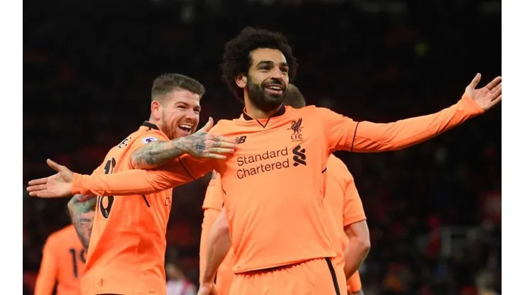 Salah celebra una nueva conquista en Liverpool.