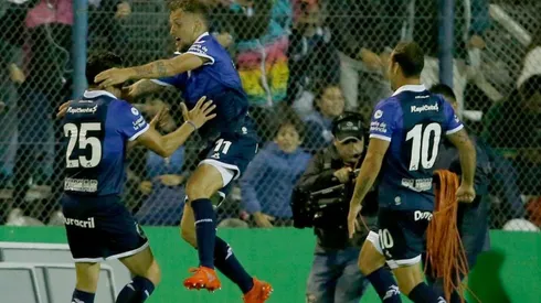 Colazo celebra la primera conquista de Gimnasia.