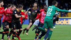 Brignoli celebra su histórico gol ante Milan.