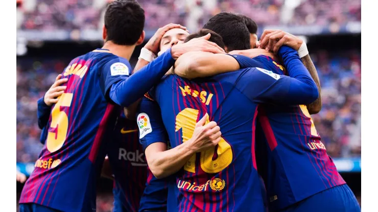 Barcelona festeja gol ante Celta de Vigo
