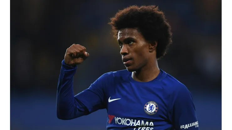 Willian celebra un gol de Chelsea.