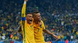 Neymar felicitó a Luan, compañeros en la selección olímpica de Brasil.