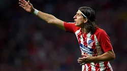 Filipe Luis en el duelo entre Atlético Madrid y Málaga.