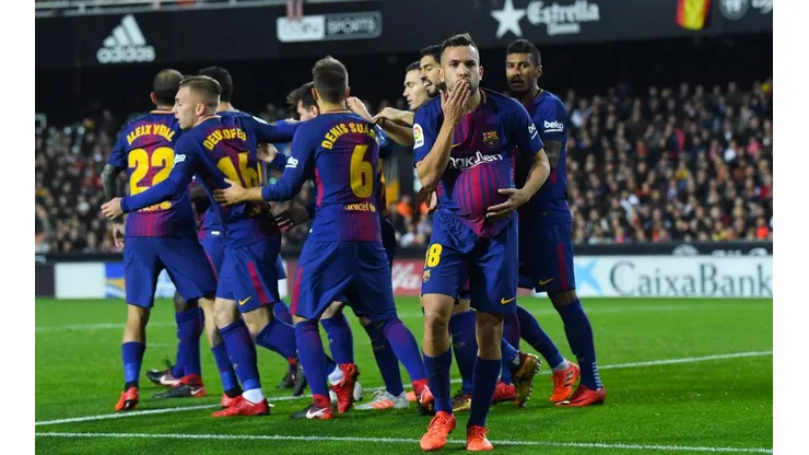 Festejo de Jordi Alba en Barcelona ante Valencia