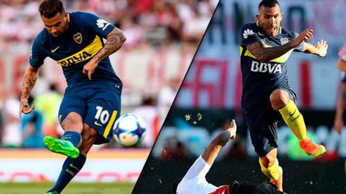 EN EL MONUMENTAL. Los dos Diez con Boca en el Superclásico contra River.