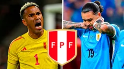 Pedro Gallese y Darwin Núñez, jugadores de Perú y Uruguay.