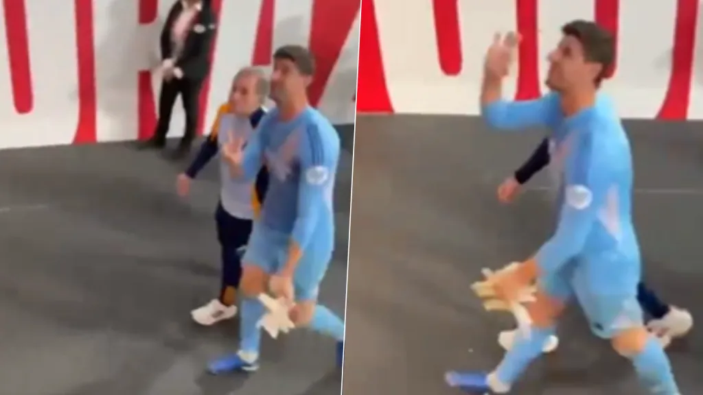 Algunas de las imágenes que el Atlético de Madrid presentó de Thibaut Courtois.