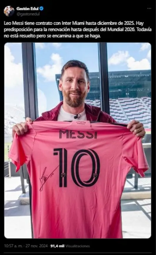 Noticia sobre Messi e Inter Miami