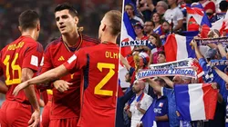 Jugadores de España e hinchas de Francia.