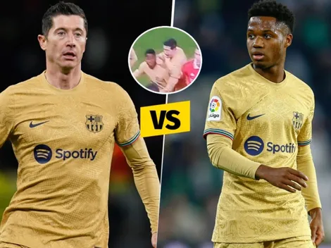 Lewandowski contra Ansu Fati: codazo y reproche en el vestuario del Barça
