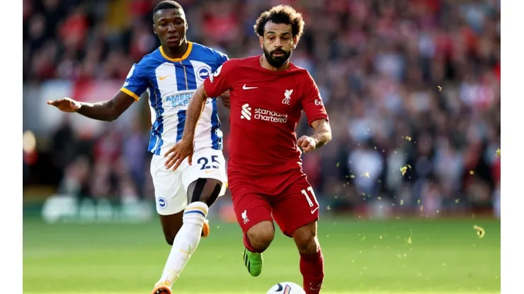 Caicedo y Salah, en un partido anterior entre Brighton y Liverpool.