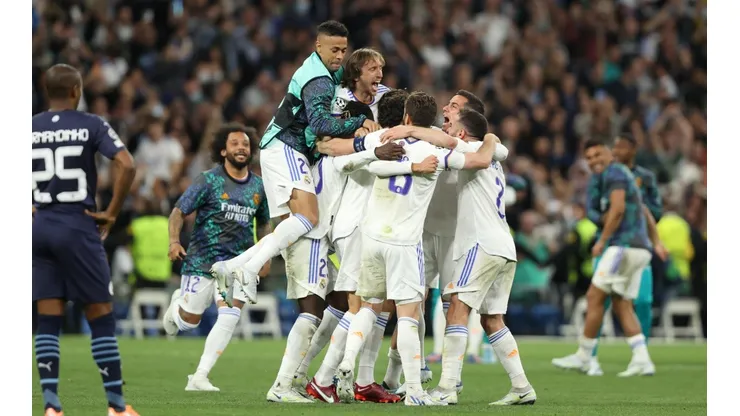 Festejo de jugadores de Real Madrid.