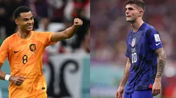 Cody Gakpo y Christian Pulisic, figuras de Países Bajos y Estados Unidos.