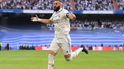 Benzema en festejo con Real Madrid.