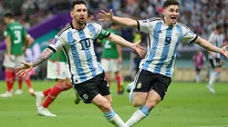 Festejo de gol de Argentina.