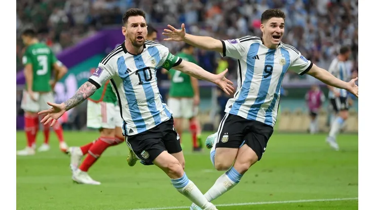 Festejo de gol de Argentina.