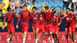 Atlético de Madrid en calentamiento.